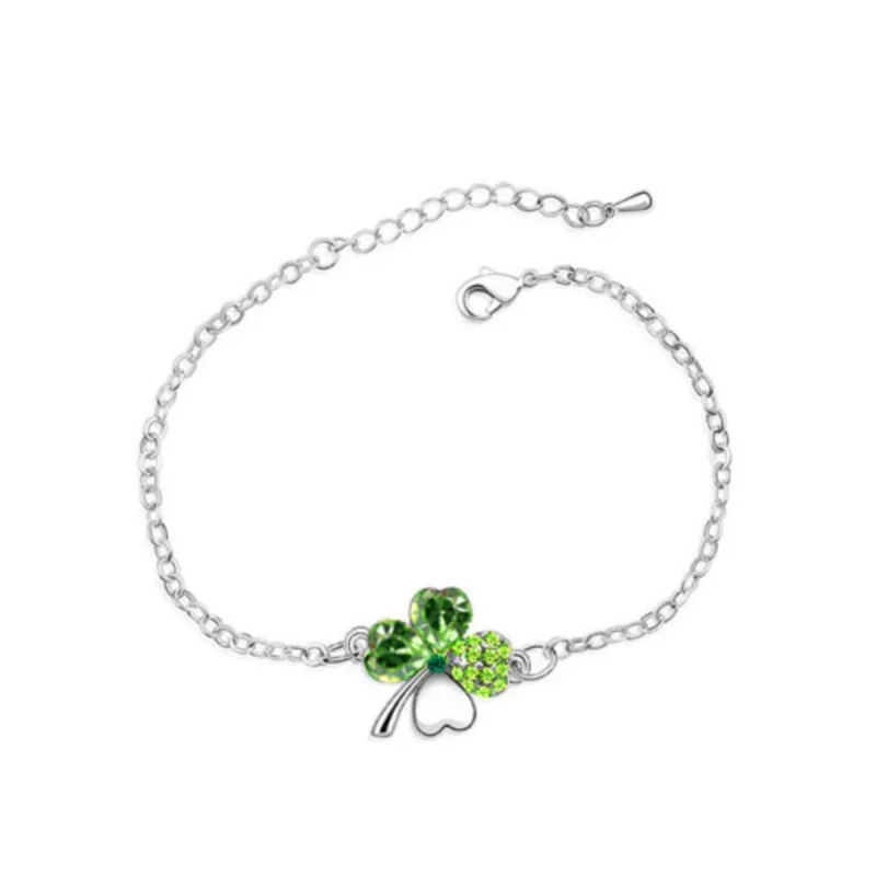 Crystal Clover 4 leaf leaves Link bracelet Bangle fashion jewelry charm lover girl gift dropshipping office quality birthday wed