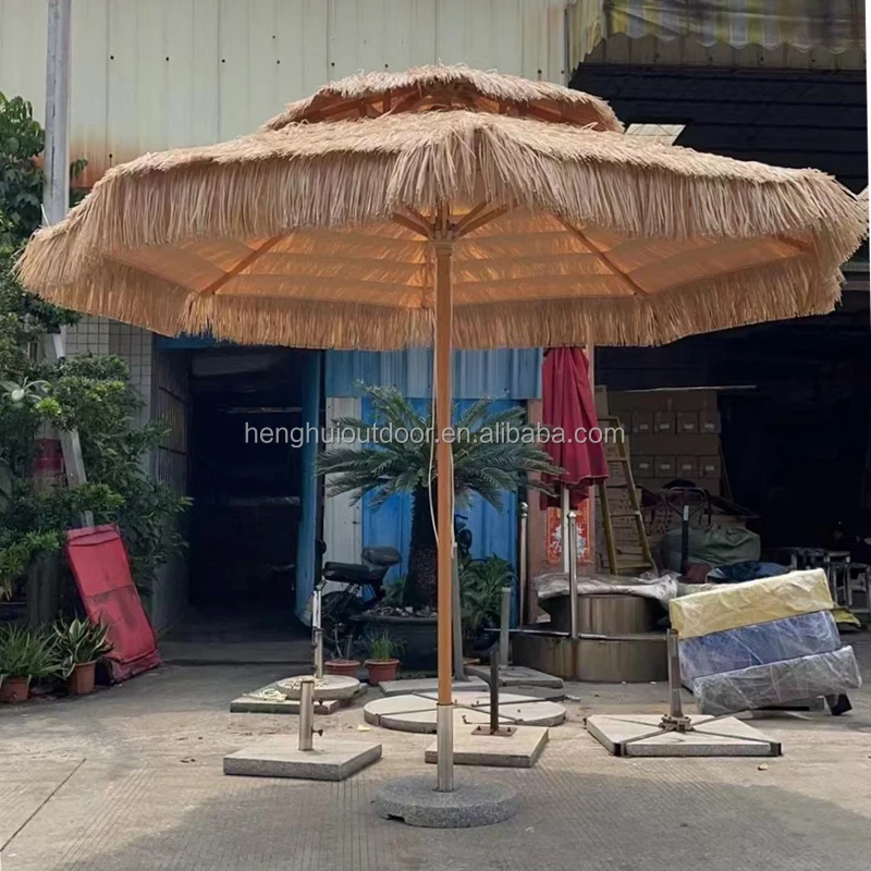 Outdoor Patio Straw Umbrella Beach Thatch Tiki Hawaii Sun Shade Parasol for Swimming Pool