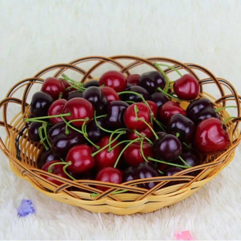 30Pcs Fake Cherry Artificial Fruit Model Simulation Cherry Ornament Craft Food Photography props Party Decor Home Decoration