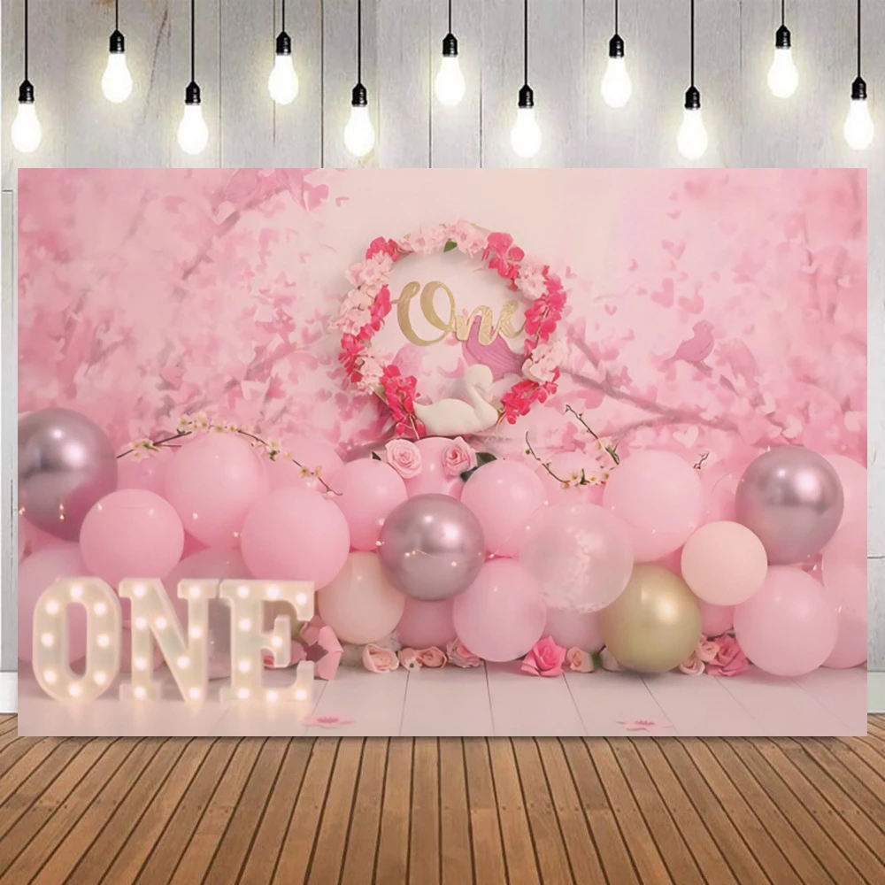 Newborn Baby 1st Birthday Backdrop for Girl Boy First Birthday Party Cake Smash Boho Balloon Photography Background Photo Studio