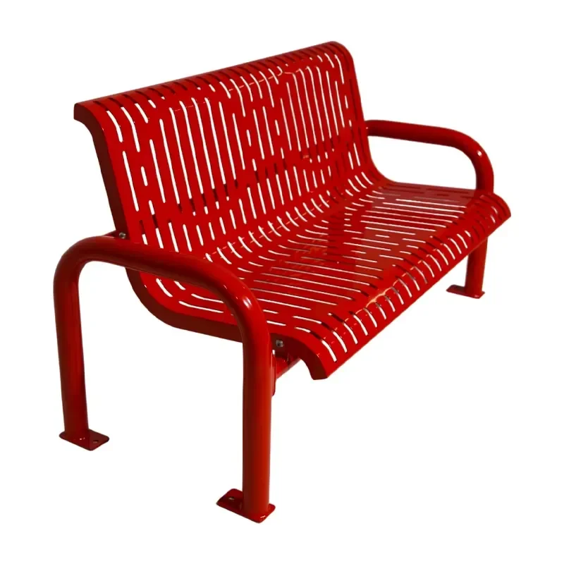 Outdoor Steel Modern 2 Persons 3 Persons Bench Public Park Street Leisure Bench Chair Outside Garden Metal Long Bench Seats