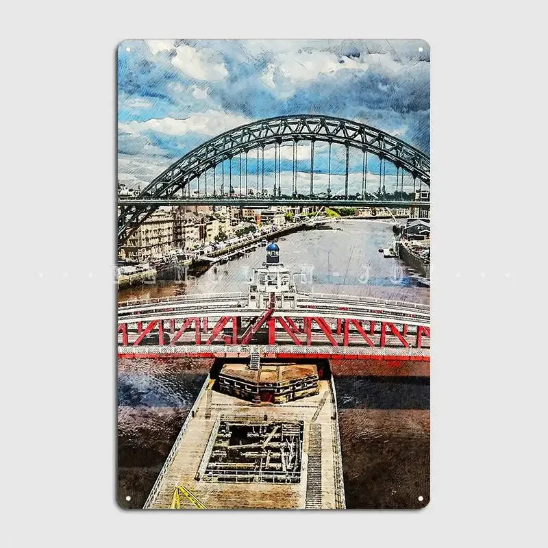 Newcastle Upon Tyne City Art Metal Sign Wall Pub Cinema Personalized Mural Painting Tin Sign Poster