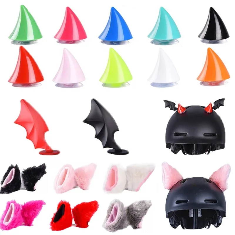 Capacete da motocicleta chifre do diabo colorido chifres do diabo para decoração do capacete moto bicicleta decoração capacete acessório 2 pçs