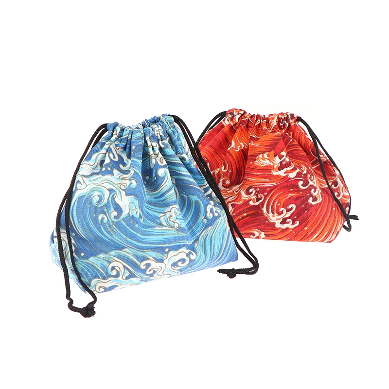 1Pc Japanese Style Drawstring Lunch Box Storage Bag For Travel Picnic Portable Easy Wash Bento Lunch Box Tote Pouch