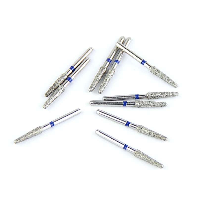 10pcs/Lot Dental Daimond Bur Round End Cone TR-14 Dental Burs for Drill Blue Rings High Quality Dentistry Grinding Tools