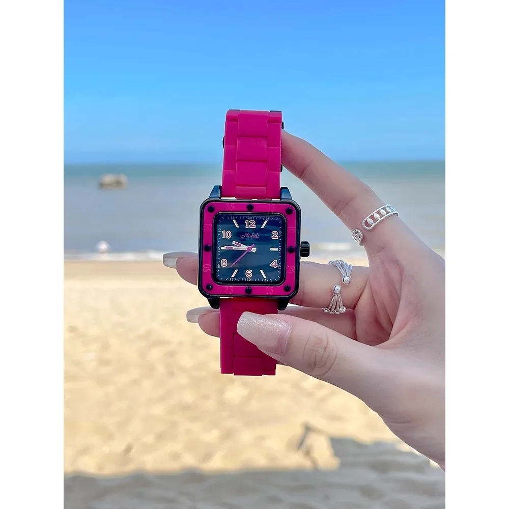 

Dopamine watch female student, fashionable and simple square large dial high value women's watch