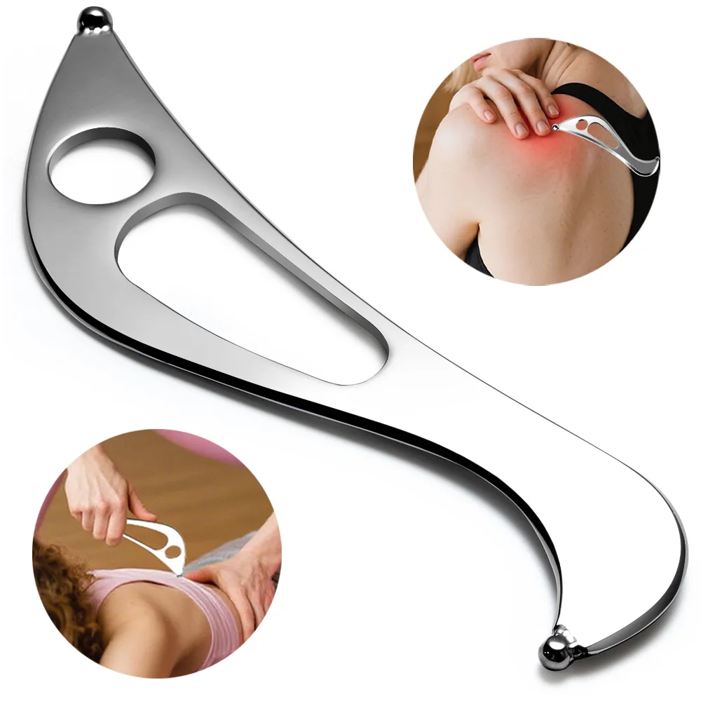 

1 шт., инструмент для массажа Гуа Ша из нержавеющей стали, скребок для массажа мышц тела, металлический скребок для большей фасции Гуаша - спина, шея, лица, нога