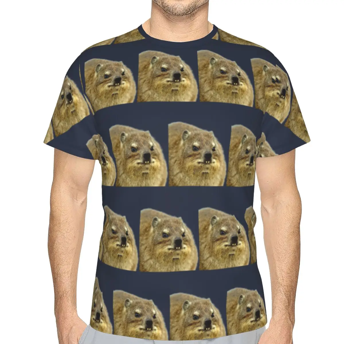 100% Cotton Rock Hyrax Photo T-Shirt Men's Funny T Shirt Men O-Neck Summer Shirts Tops