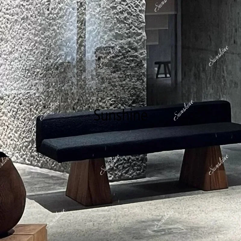 Medieval solid wood bench clothing store exhibition hall bench bedside bench