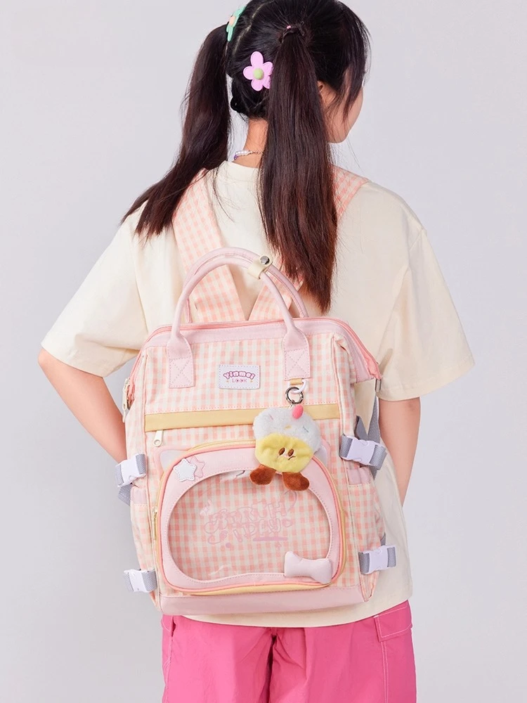 Rucksack für Damen, 2025, neue große Kapazität, leichte Reisetasche, College-Studenten-Computertasche, süße süße Cartoon-Katzenohren, Lta-Tasche