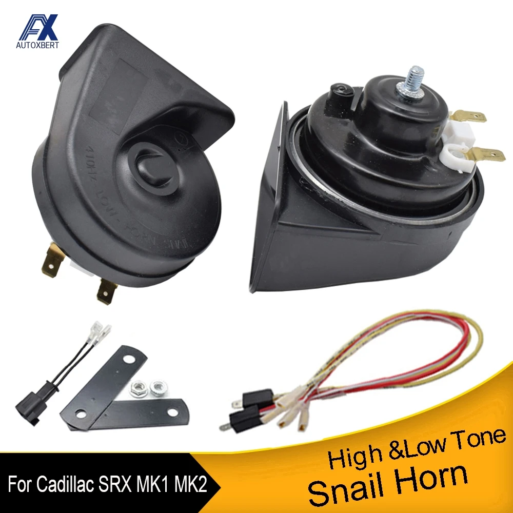 2Pcs/Set Car Horn Snail type Horn For Cadillac SRX MK1 MK2 2004-2016 125db Loud 410/510Hz High Low Pitch Waterproof Auto Horns