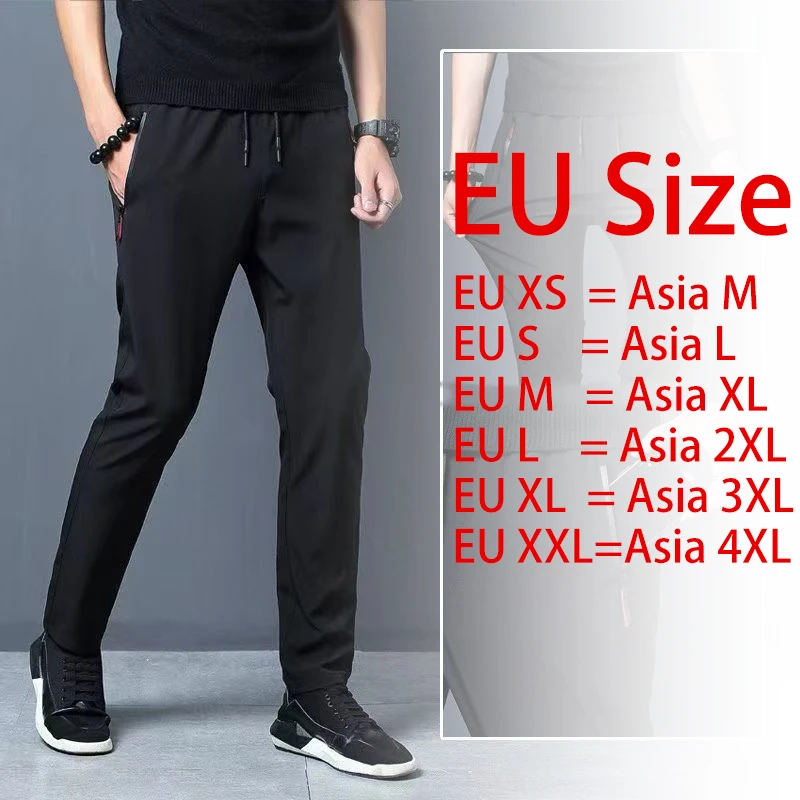 Men's Casual Pants Straight Leg Slim Fit Elastic Waist Jogging Pants Korean Classic Blue Black Gray Men's Pants Plus Size 4XL 5X