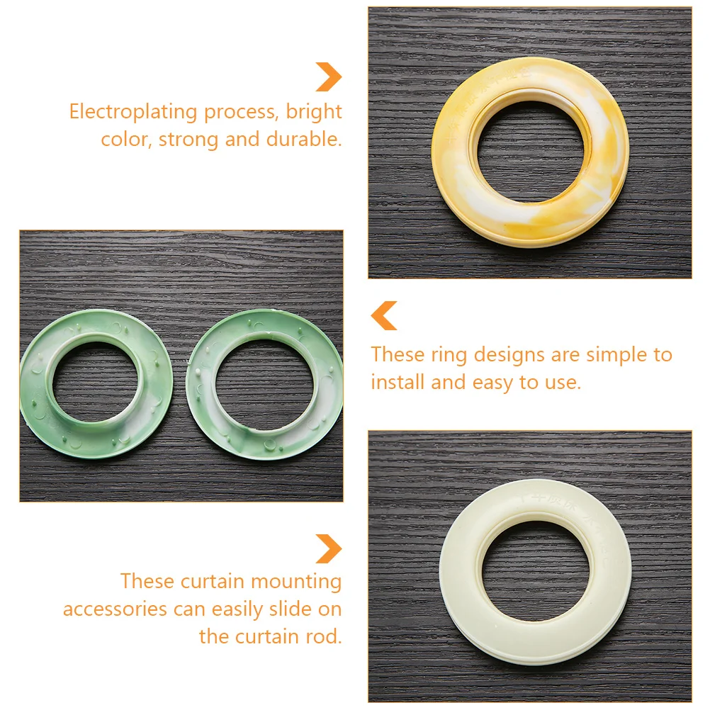 

50pcs Curtain Rings Roman Plastic Hooks for Drapes Circle Hanging Rings High Quality Material Smooth Sliding Matching