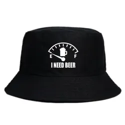 I Need Beer Printed Bucker Hat Woman Man Casual Reversible Fisherman Cap Unisex Adult Outdoor Sports Beach Bob Panama Hats
