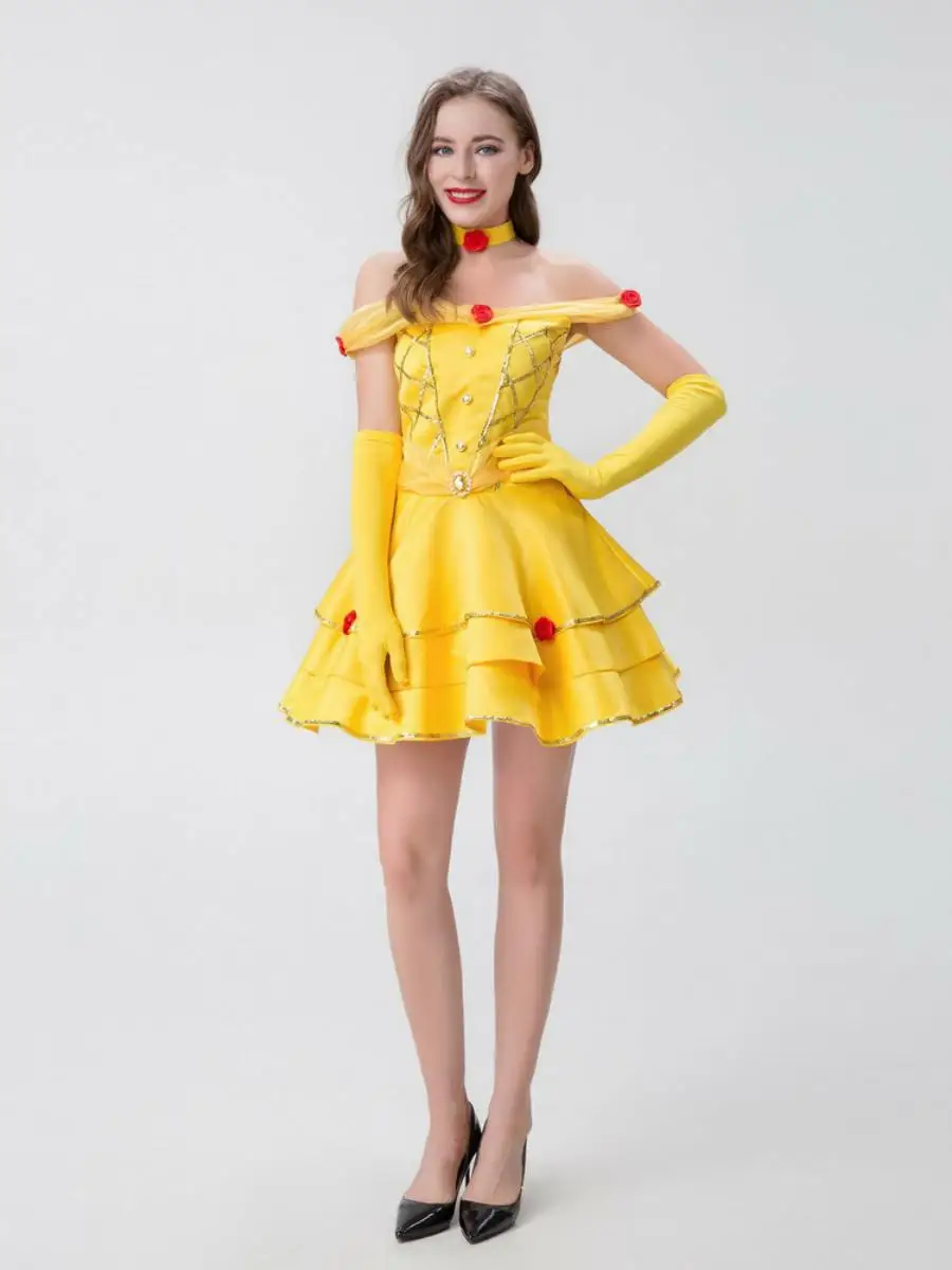 فستان تنكري جديد لهالوين على شكل الأميرة بيل، زي مسرحي للبالغين، فستان أميرة من القصص الخيالية مقاس SXXL، أزياء نسائية جديدة