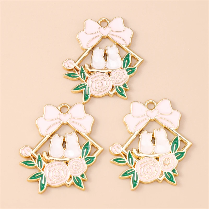 20 Stück Gemischte Cartoon-Tier- und Katzen-Anhänger, Emaille-Blumen-Charms für Schmuckherstellung, Halsketten, Ohrringe, Armbänder, DIY-Bastelgeschenke – Detail 19