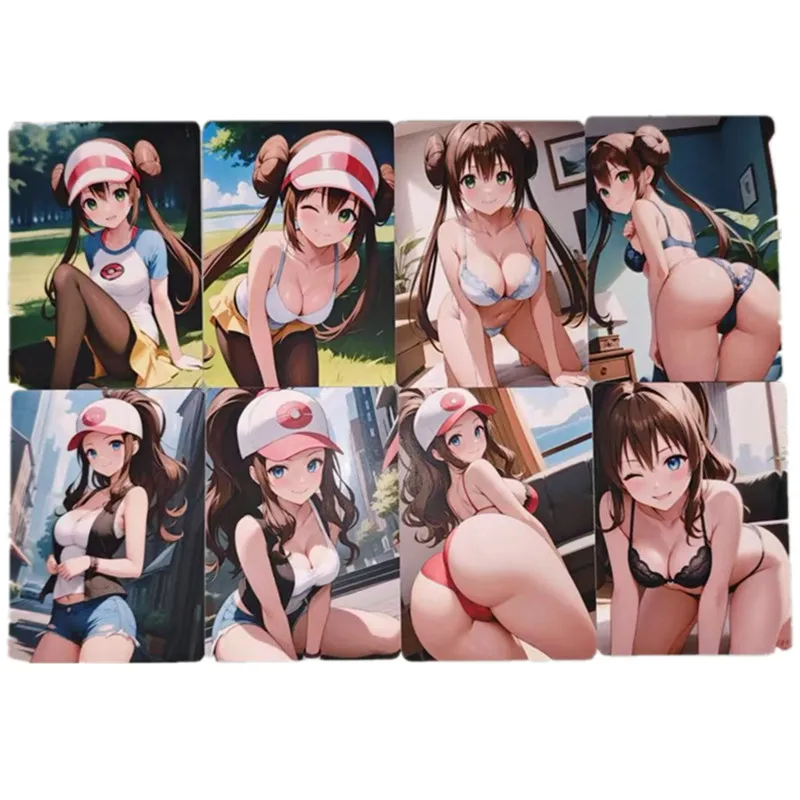 

8 шт./компл. сексуальная карта аниме Pokémon 18+ ACG для взрослых Goddess Nude Card Hilda Naked Female Trainer Pokémon Collection Card Toys Gifts