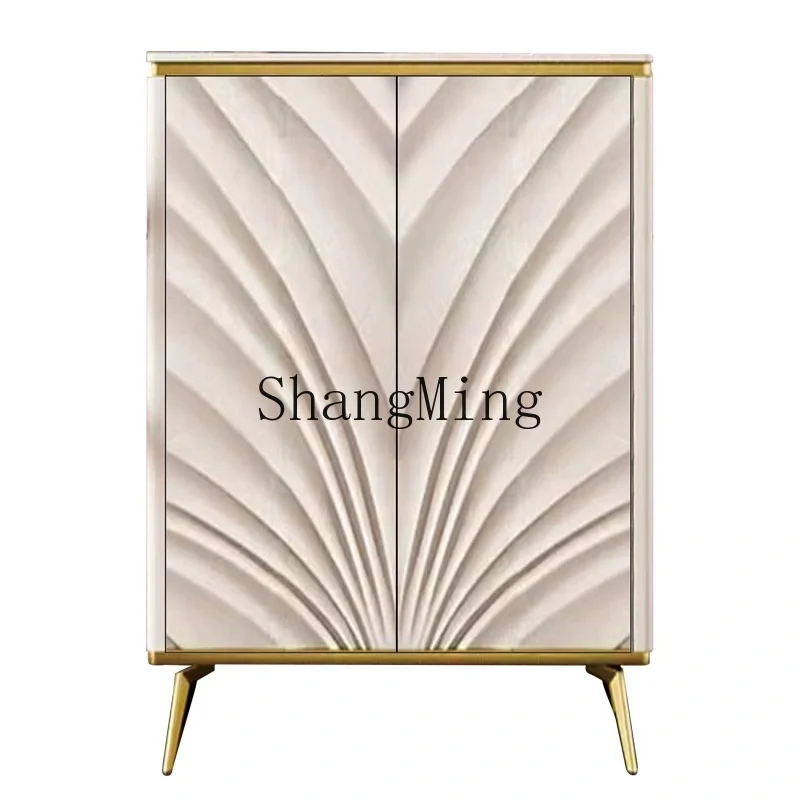 

ZHB Cream Wind Door Entrance Cabinet Marble High-end Edge Living Room Partition Shoe Cabinet Bedroom Storage Cabinet G