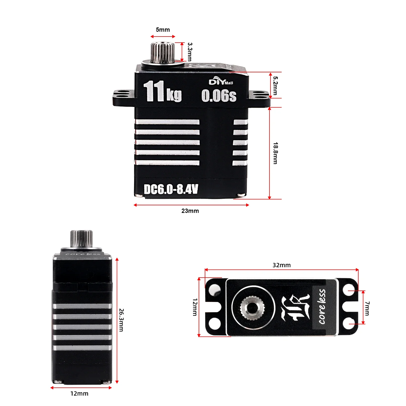 H-11 11 kg Micro Digital Servo Full Metal Gear Coreless Motor programmierbar für RC Hubschrauber Autos Roboter 180 ° /270 ° /360 °