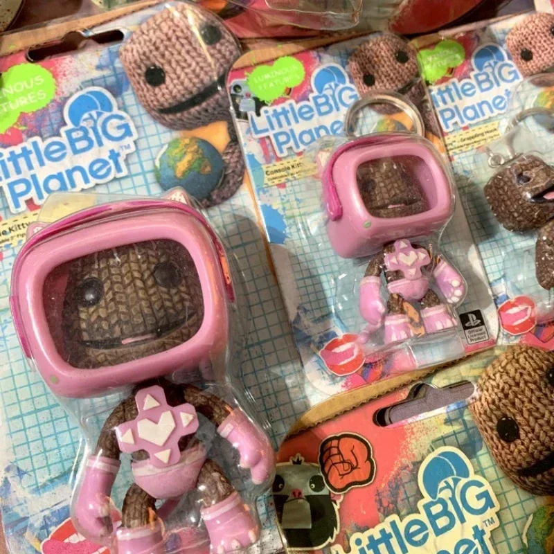 Kis biss Planéta afro sackbot Akció Alakzat Ingó joints toys keychain Medál Szólam sackboy manöken toys szülinapi Adomány számára gyerekeknek