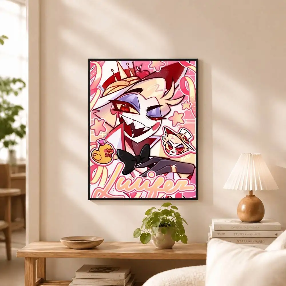 H-Hazbin Hotel Lucifer Poster High Quality Dorm Living Room Aesthetic Wall Decoration Painting Stickers Gift