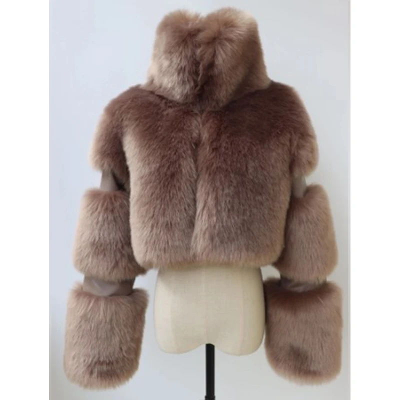 Fanpuguizhen jaqueta de pele sintética grossa de luxo feminina lapela quente casaco de pele de raposa falsa de alta qualidade moda inverno outerwear para senhoras