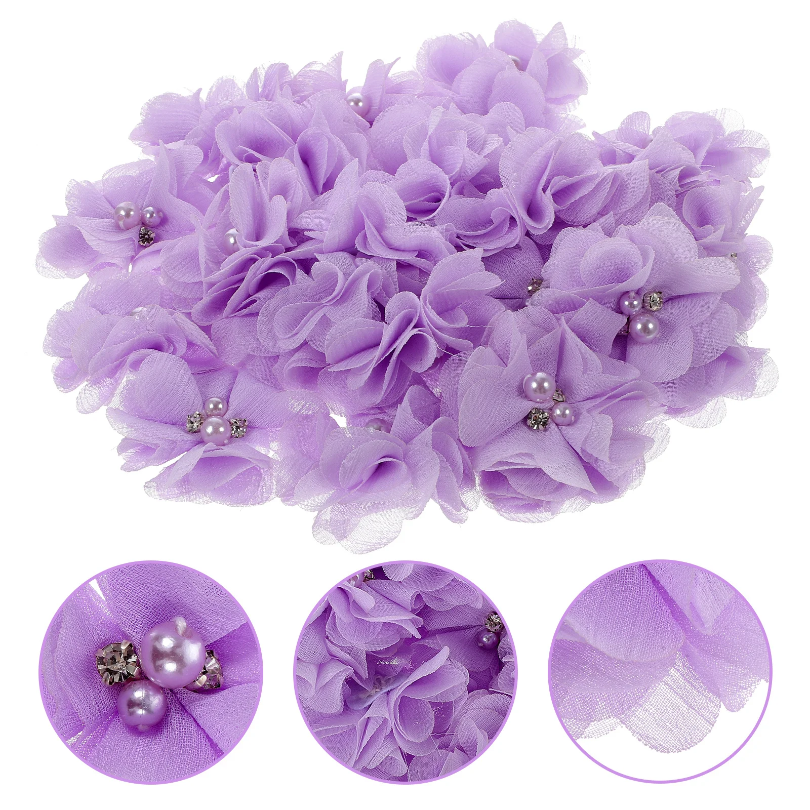 

30pcs Water Rhinestone Pearl Embellishments Fabric Flowers For Diy Craft Sewing Supplies Clothing Decor Jewelry Making