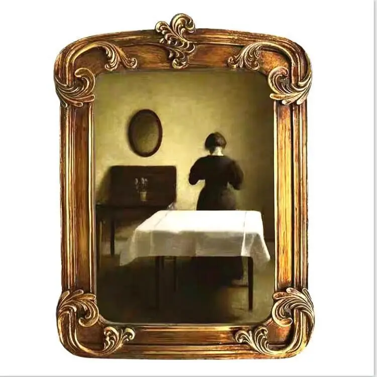 

Mutihome European Baroque Medieval 12 Inch Nordic Modern Minimalist European Retro Gold Carved Photo Wall Resin Oil Painting