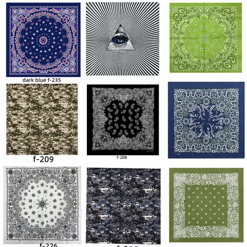 F-201 pañuelo de mezcla de algodón Unisex, pañuelo de Hip Hop, banda para el pelo, bufanda para el cuello, banda para la muñeca, pañuelo cuadrado para cabeza mágica