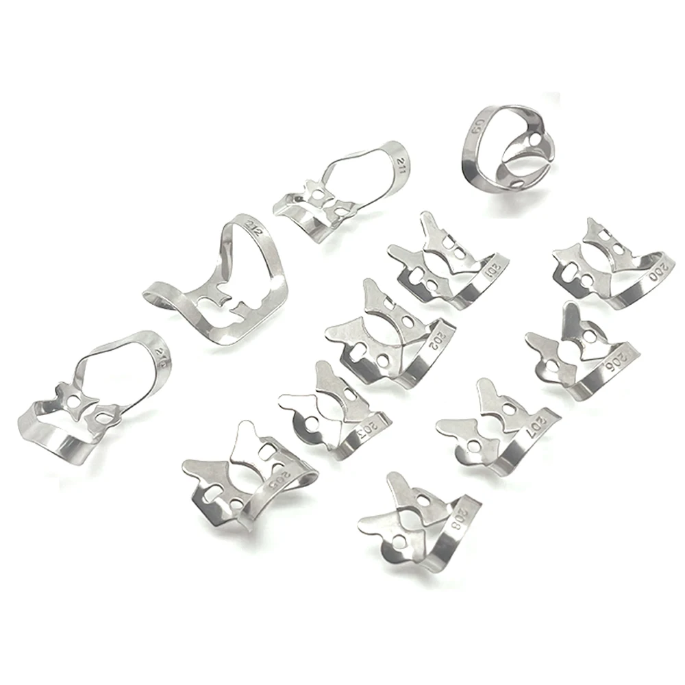 10 Size Dental Rubber Dam Clamps Clip Endodontic Treament Clamp Surgical Instruments Tools Rubber Barrier Clips Stainless Steel