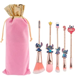 5pcs/set Lilo & Stitch Makeup Brushes Kawaii Stitch Model Cosmetics Brush for Women Eyeshadow Concealer Lip Eye Brush