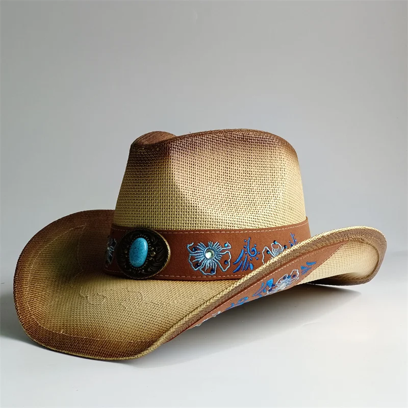2026 cowboy hat Thickened knight girl pink thickened summer cowboy hat sun hat gradient color new jazz hat cowboy men and women