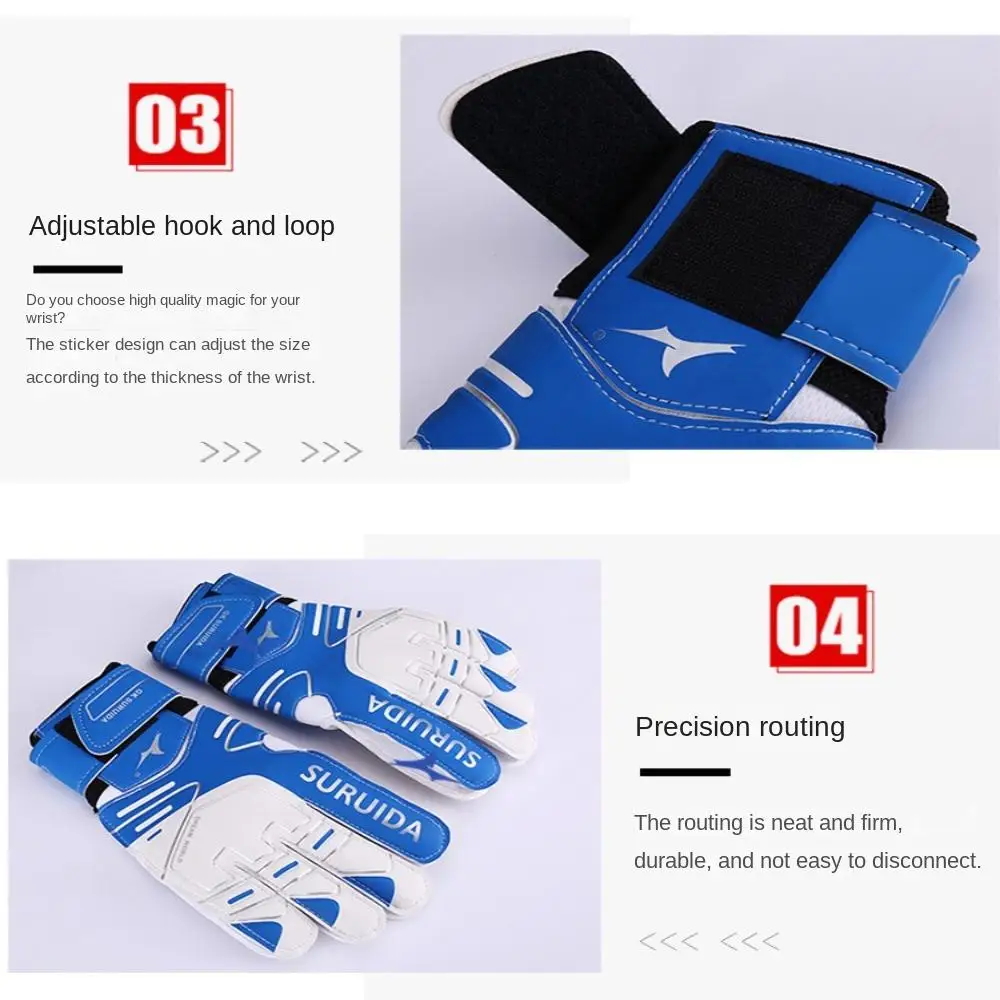 1 Pair Size 5-10 Goalkeeper Gloves Thickened Latex Kids Football Goalie Gloves Anti Slip Breathable Game Goalkeeper Gloves