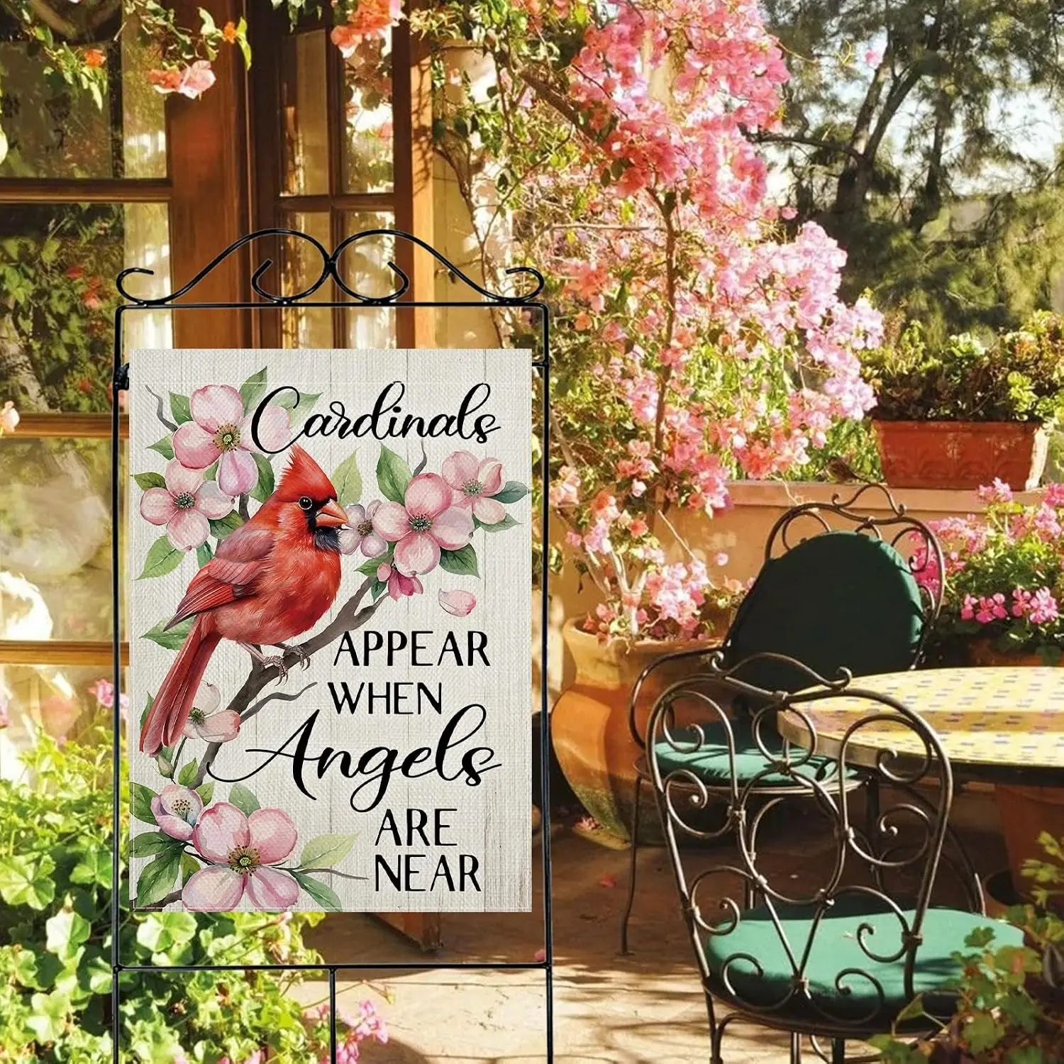 Dyrenson Cardinal Appear When Angels are Near Memorial 28 x 40 House Flag | Double Sided, Spring Summer Red Bird Dogwood Flo llp