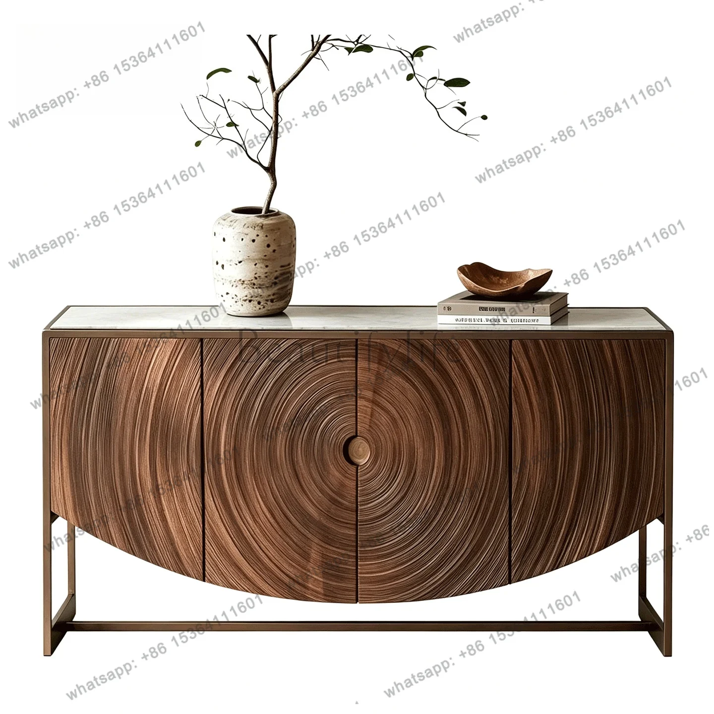Designer Ripple Art Carving Cabinet Antique Design Sense Solid Wood Carving Entrance Cabinet Integrated against the wall