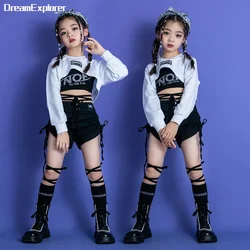 Girls Hip Hop Crop Top Hot Pants Cool Outfits Child Streetwear Sweatshirt Street Dance Shorts Kids Jazz Costumes Clothes Sets