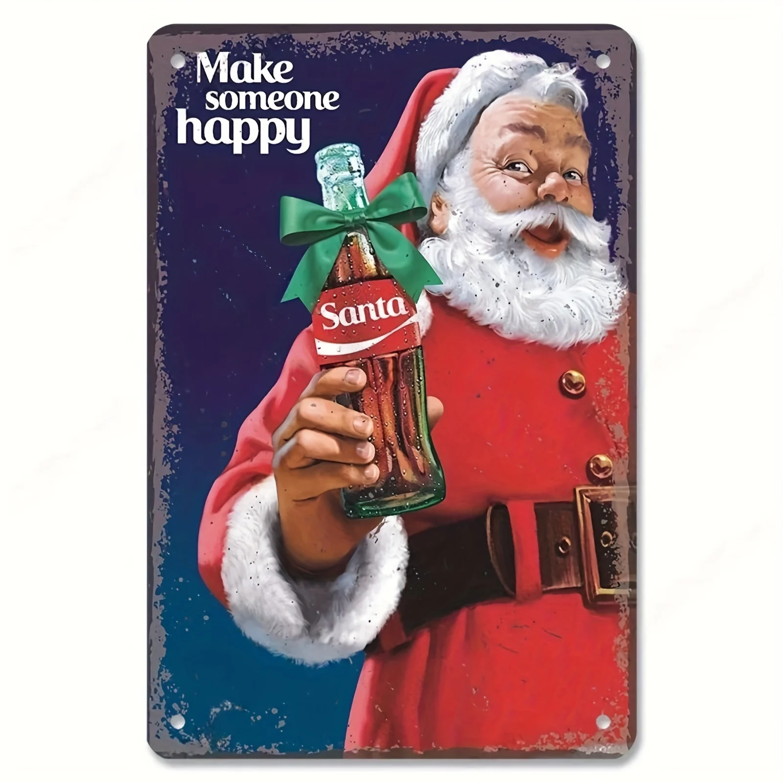 Vintage Metal Tin Wall Art   - Multi-Theme Designs (Cars, Sexy Pajamas, Holiday & More) - Pre-Drilled Easy Hang Reusable Metal W