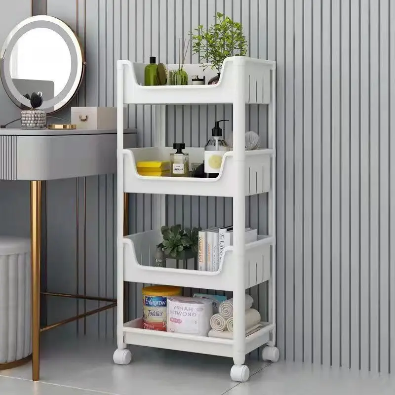 custom. [2017 Highly Rated] Kitchen Bathroom Bookshelf Mobile Storage Rack Floor Multi-layer Miscellaneous Storage Rack Snack Ca