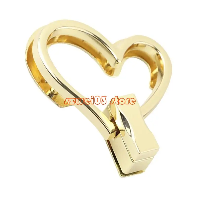 

D46C Heart Bag Lock Clasp Metal Turn Lock Buckles Easy to Use Purse Lock Clasps for DIY Shoulder Bag Purse Handbag