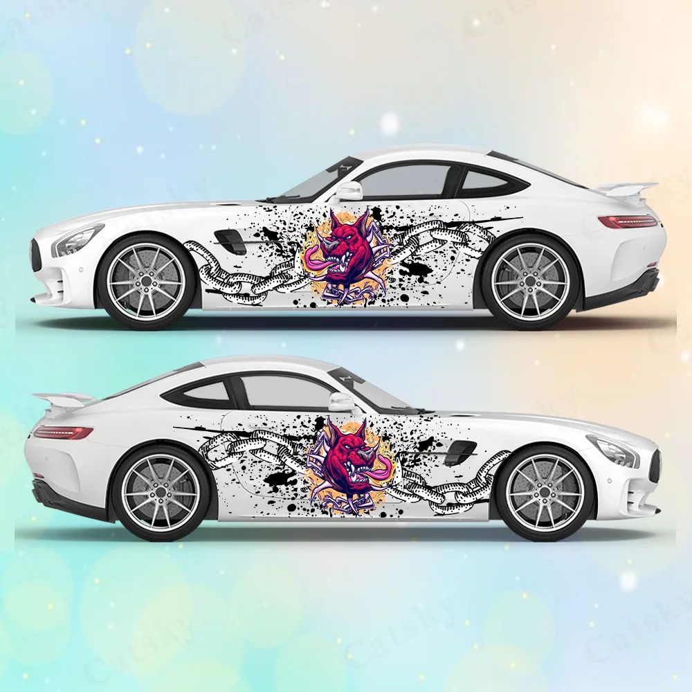 

Chain Hunting Dog Car Vinyl Wraps Decal Self-adhesive PVC Anti Scratch Sticker Suitable for Trucks SUV Decor Auto Accessories