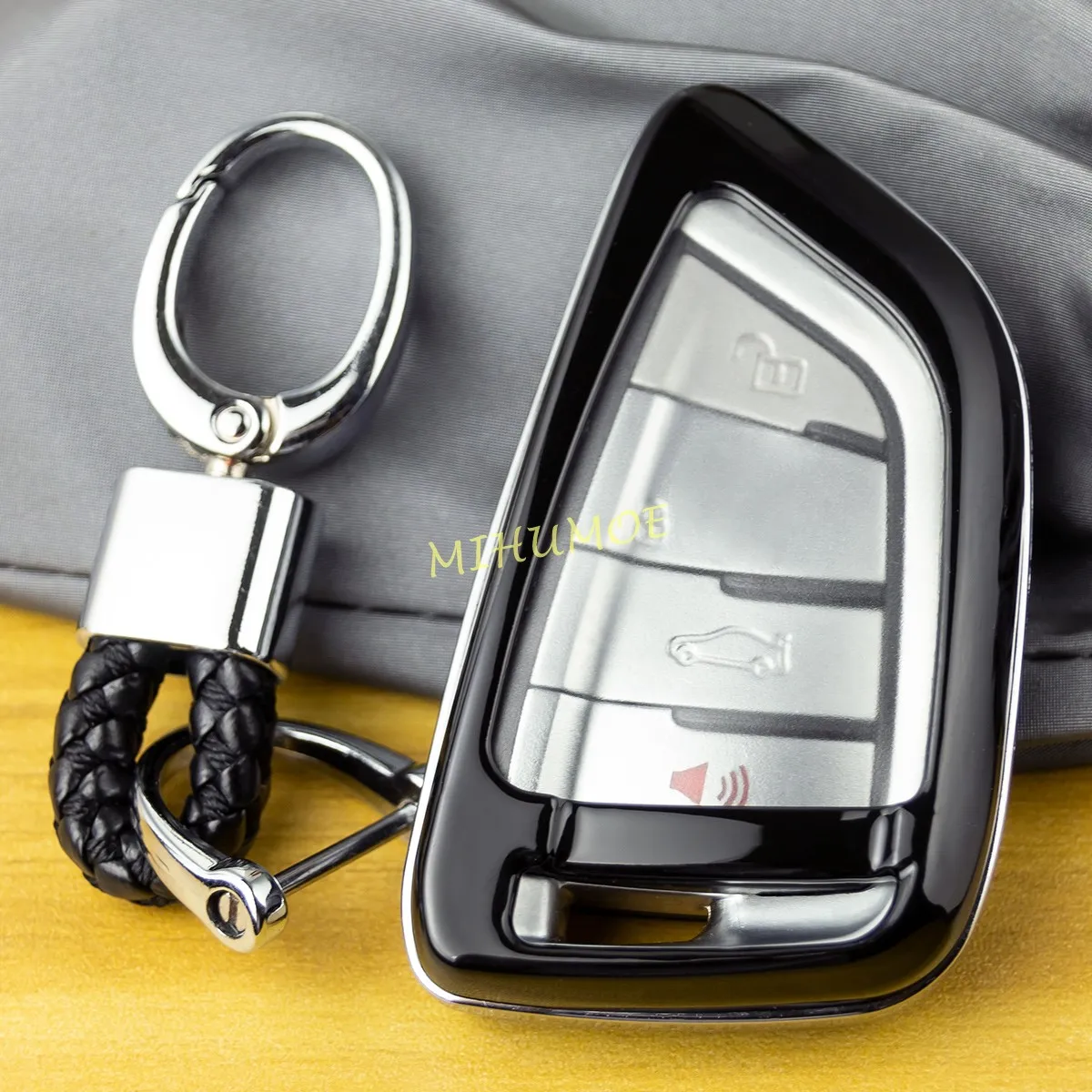 For BMW 1 2 3 4 5 6 7 8 Series X1 X2 X3 X4 X5 X6 X7 M3 M4 M5 iX3 Glossy Black Car Key Fob Case Cover Keychain Accessories