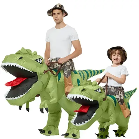 Adults Kids Inflatable Dinosaur Velociraptor Costume Halloween Carnival Party Fun Cartoon Role Playing Costume Holiday Gift