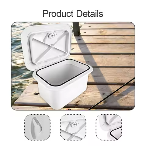 Marine Deck Storage Box Container White Lockable Built in Waterproof Lightweight Fishing Tackle Box Boat Hatch Cover
