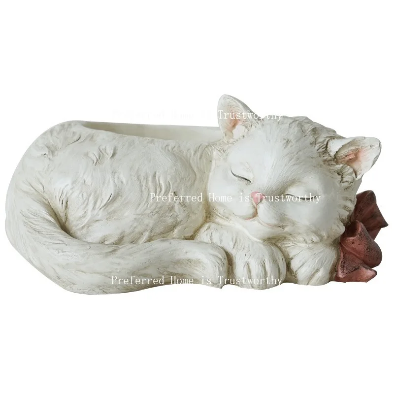 Little White Cat Creative Flower Utensils Resin Balcony Indoor Meat Plant Garden Planting