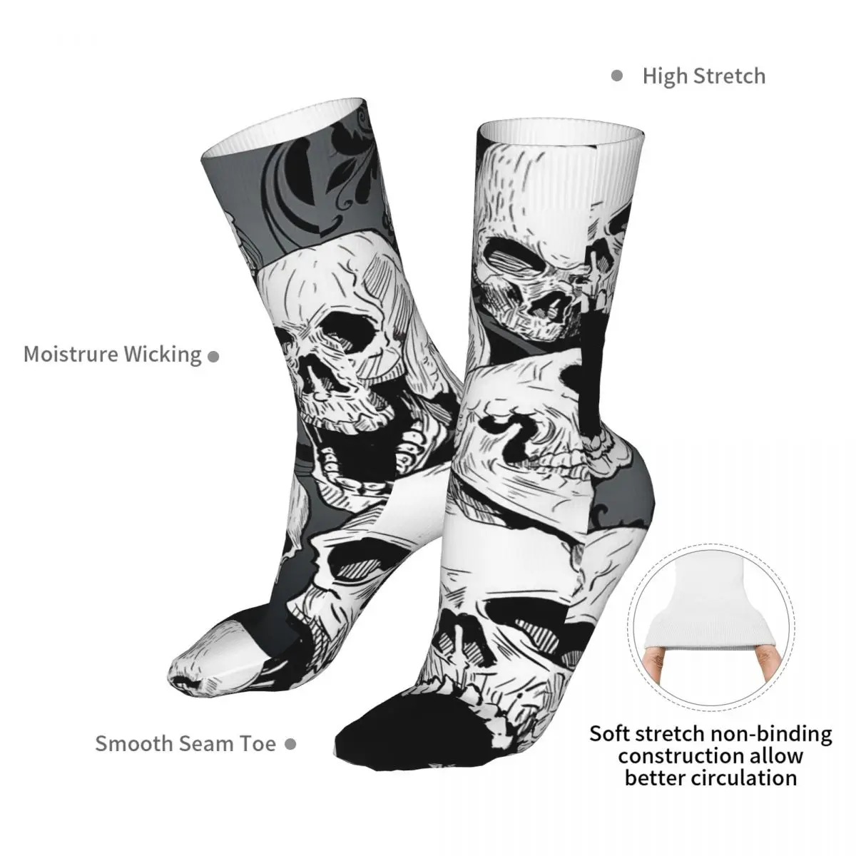 Men Bike Death Skull Gothic Socks Cotton Funny Women Sock