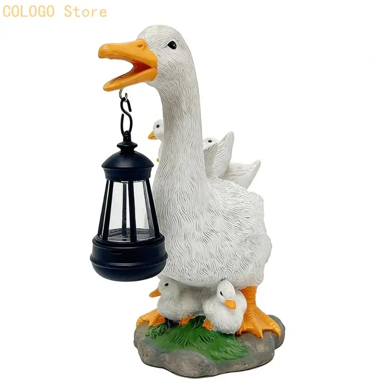 Sun Duck Family Garden Figure Exterior Artistic Light Waterproof Resin Animal Artwork Automatic LED For Backyard D0LD