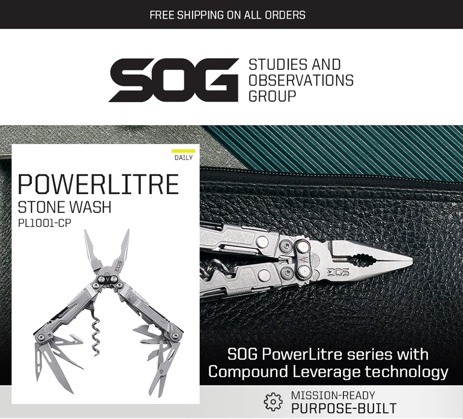 SOG PowerLitre Mini Multitool-Zange mit 19 Leichtgewichtswerkzeugen EDC Kompaktes Taschenwerkzeug mit Klappmesser, Korkenzieher und Schraubendreher – Detail 1