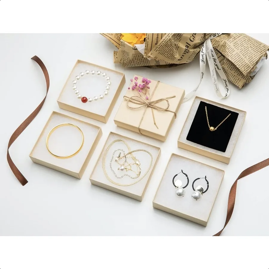 Magicool, paquete de 20 cajas de joyería de cartón de 3,5x3,5x1 pulgadas, utilizadas para collares, pulseras, pendientes, joyería, embalaje de regalo pequeño, joya