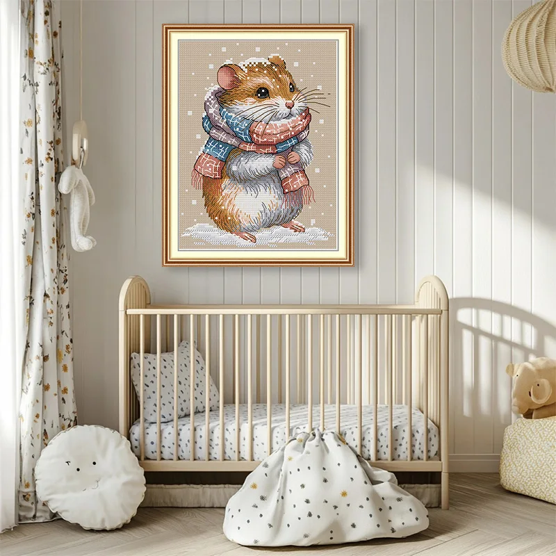Hamster 4 Stamped Cross Stitch Kit Aida 11/14/16CT Embroidery Set DIY Home Decora Gift Joy Sunday Handicrafts Kit - view 6