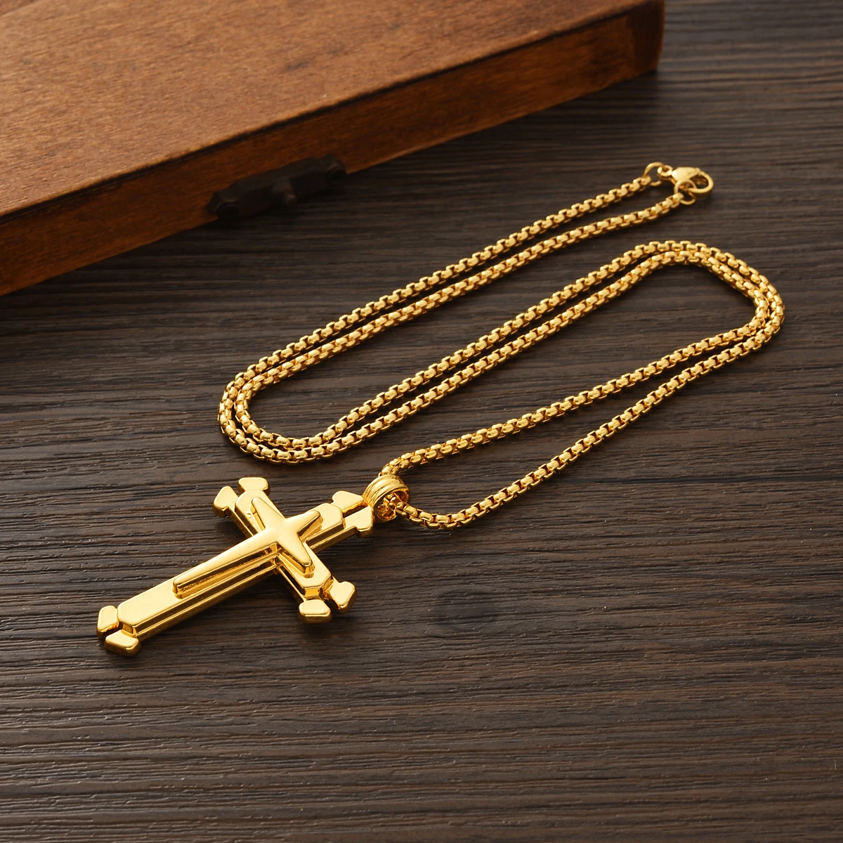 Ethiopian Creative Men Double-layer Hip Hop Cross Pendant Necklace Women Eritrean Habesha Jewelry Wedding Halloween Party Gifts